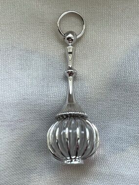 Genie In A Bauble Bottle 14K White Gold Facet Glass Pendant Charm